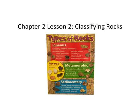 Chapter 2 Lesson 2: Classifying Rocks