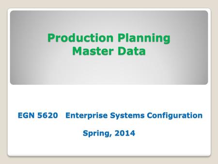 Production and Planning Master Data SAP Implementation