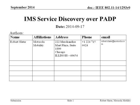 IMS Service Discovery over PADP