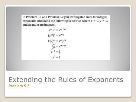 Extending the Rules of Exponents