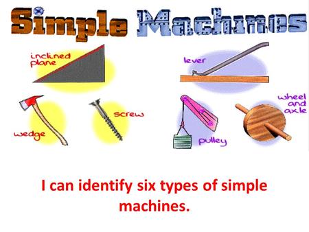 I can identify six types of simple machines.