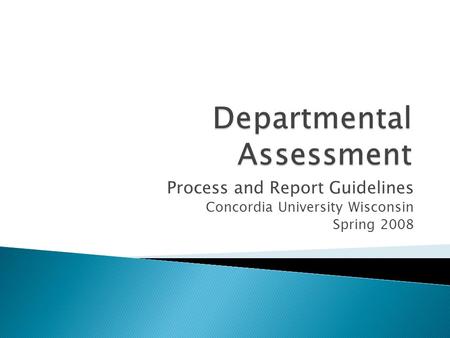 Process and Report Guidelines Concordia University Wisconsin Spring 2008.