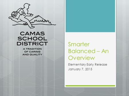 Smarter Balanced – An Overview Elementary Early Release January 7, 2015.