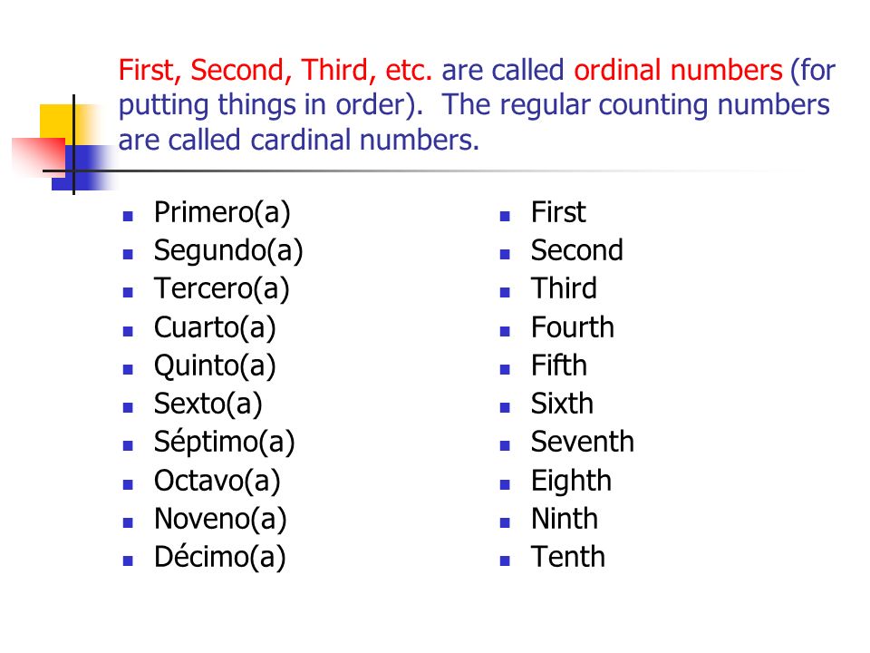 How To Say 1st 2nd 3rd In Spanish
