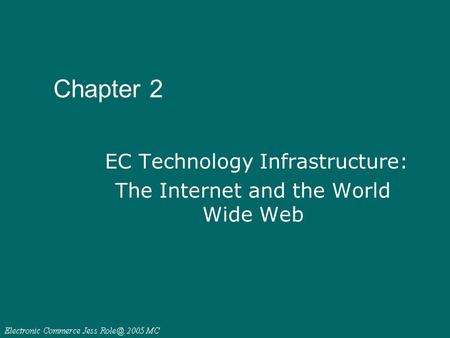 Chapter 2 EC Technology Infrastructure: The Internet and the World Wide Web.