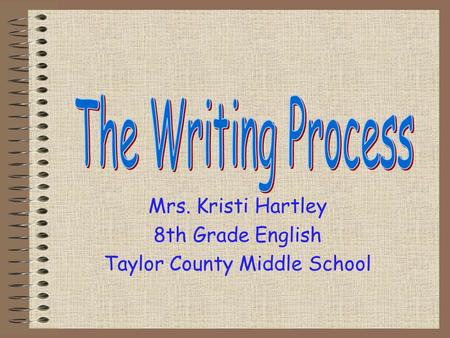Mrs. Kristi Hartley 8th Grade English Taylor County Middle School.