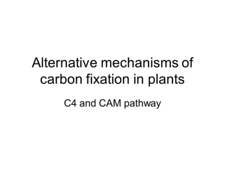 Alternative mechanisms of carbon fixation in plants C4 and CAM pathway.