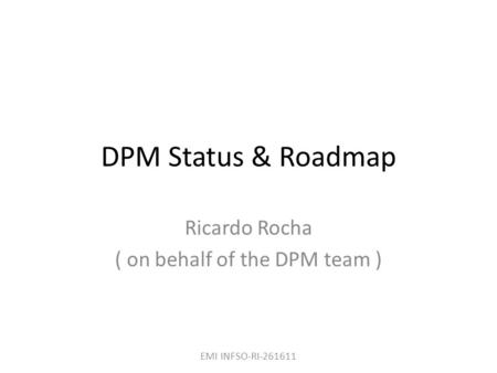 DPM Status & Roadmap Ricardo Rocha ( on behalf of the DPM team ) EMI INFSO-RI-261611.