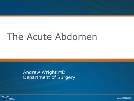 Andrew Wright MD Department of Surgery
