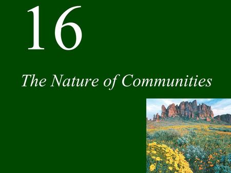 16 The Nature of Communities. Chapter 16 The Nature of Communities CONCEPT 16.1 Communities are groups of interacting species that occur together at the.