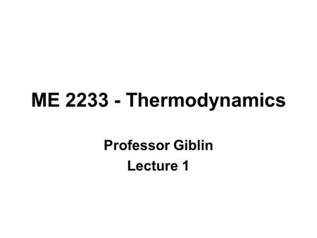 Professor Giblin Lecture 1