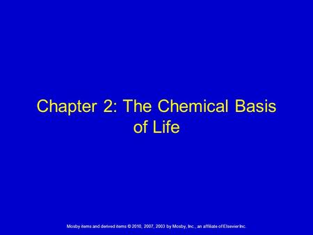 Chapter 2: The Chemical Basis of Life