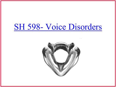 SH 598- Voice Disorders.
