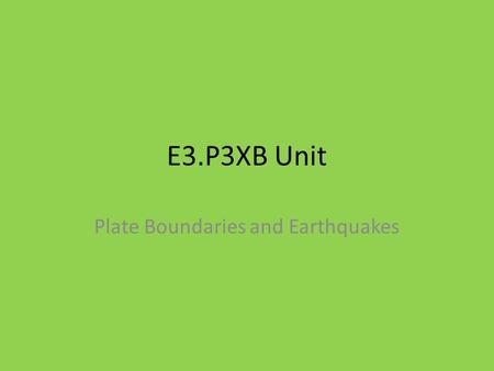 E3.P3XB Unit Plate Boundaries and Earthquakes. Types of Plate Boundaries Divergent Transform Convergent.