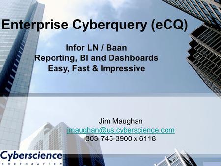 Enterprise Cyberquery (eCQ) Infor LN / Baan