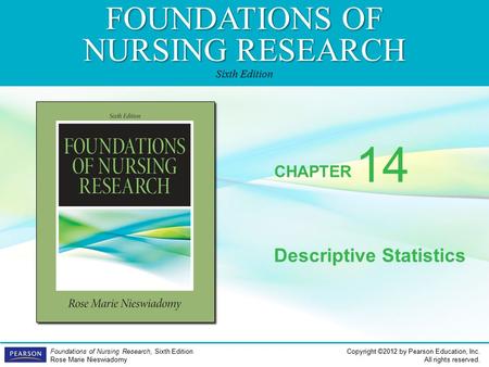 FOUNDATIONS OF NURSING RESEARCH Sixth Edition CHAPTER Copyright ©2012 by Pearson Education, Inc. All rights reserved. Foundations of Nursing Research,