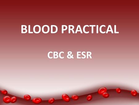 BLOOD PRACTICAL CBC & ESR.