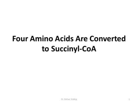 Four Amino Acids Are Converted to Succinyl-CoA 1Dr. Nikhat Siddiqi.