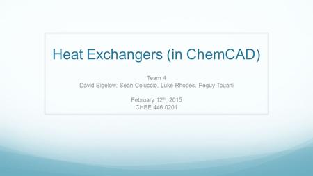 Heat Exchangers (in ChemCAD)
