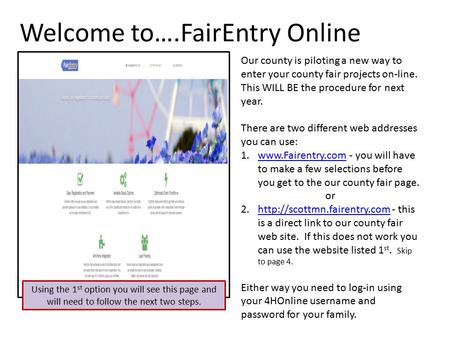 Welcome to….FairEntry Online