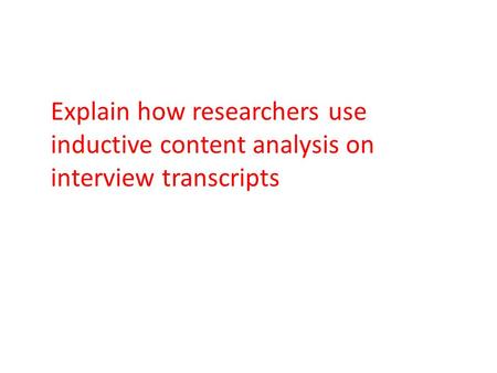 Inductive Content Analysis