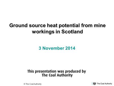 Ground source heat potential from mine workings in Scotland