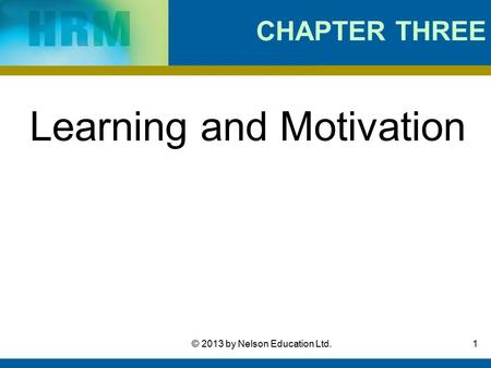 Learning and Motivation
