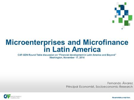 Microenterprises and Microfinance in Latin America CAF-GDN Round Table discussion on “Financial development in Latin America and Beyond” Washington, November.