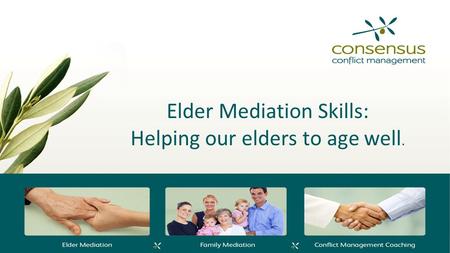 Elder Mediation Skills: Helping our elders to age well.