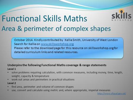 Functional Skills Maths Area & perimeter of complex shapes
