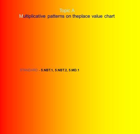 Topic A Multiplicative patterns on theplace value chart STANDARD - 5.NBT.1, 5.NBT.2, 5.MD.1.