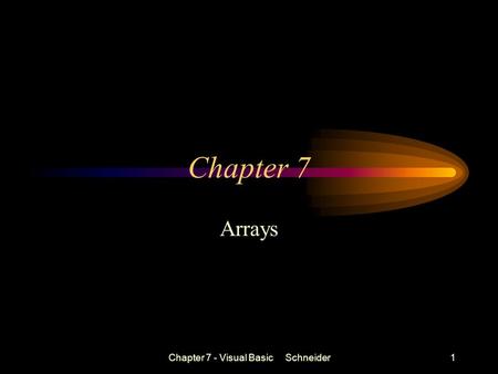 Chapter 7 - Visual Basic Schneider1 Chapter 7 Arrays.