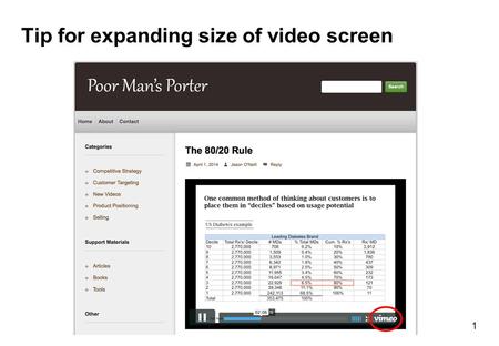 Tip for expanding size of video screen 1. Introduction of features & benefits The evolution of selling 2 No model Separation of sales & acct. mgmt. Solution.