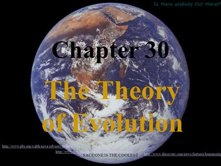 SACCONE IS THE COOLEST Chapter 30 The Theory of Evolution