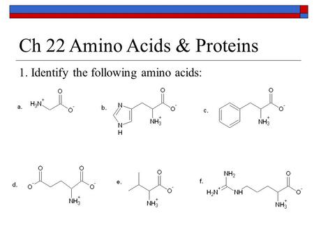 Ch 22 Amino Acids & Proteins