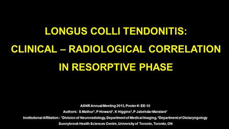 ASNR Annual Meeting 2015, Poster #: EE-10