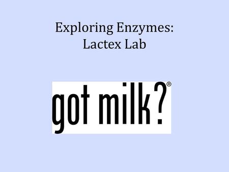 Exploring Enzymes: Lactex Lab
