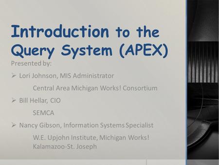 Introduction to the Query System (APEX)