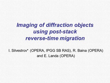 Imaging of diffraction objects using post-stack reverse-time migration