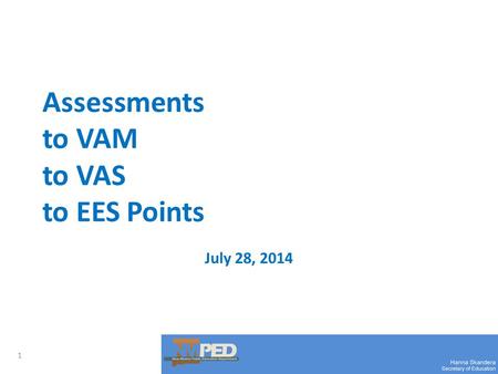 Assessments to VAM to VAS to EES Points July 28, 2014 1.