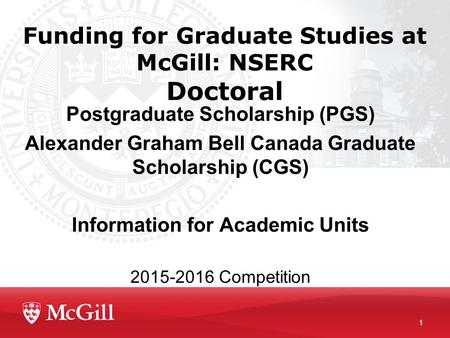 Funding for Graduate Studies at McGill: NSERC Doctoral