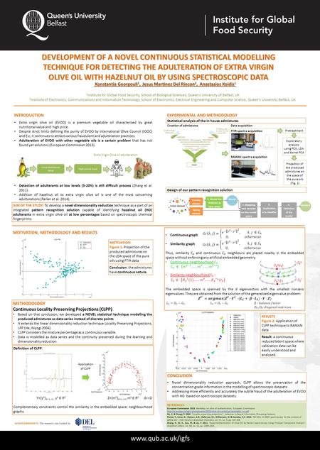 Www.qub.ac.uk/igfs DEVELOPMENT OF A NOVEL CONTINUOUS STATISTICAL MODELLING TECHNIQUE FOR DETECTING THE ADULTERATION OF EXTRA VIRGIN OLIVE OIL WITH HAZELNUT.