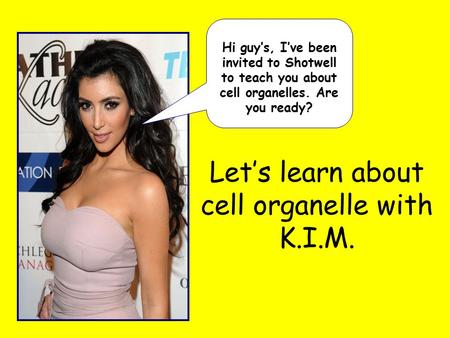 Let’s learn about cell organelle with K.I.M. Hi guy’s, I’ve been invited to Shotwell to teach you about cell organelles. Are you ready?