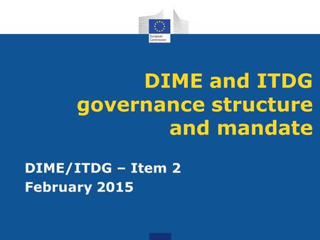 DIME and ITDG governance structure and mandate