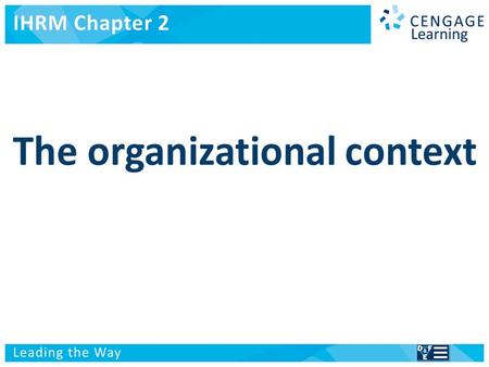 International Human Resource Management The organizational context