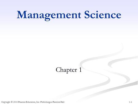 Management Science Chapter 1