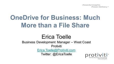 Agenda # Topic Time 1 What is OneDrive for Business? 30 min 2