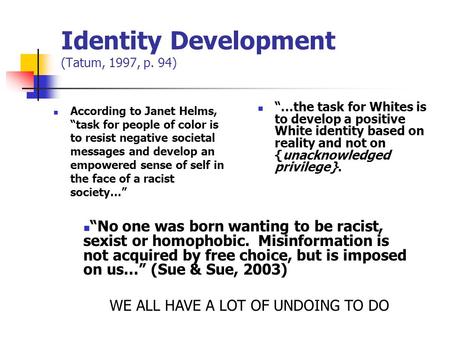 Identity Development (Tatum, 1997, p. 94)