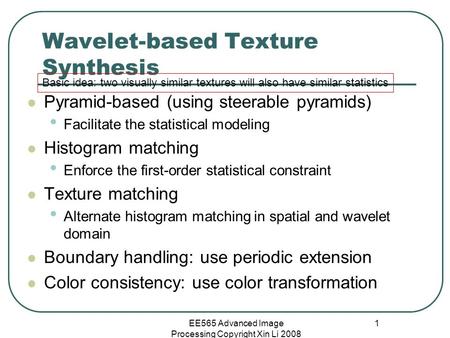 Wavelet-based Texture Synthesis