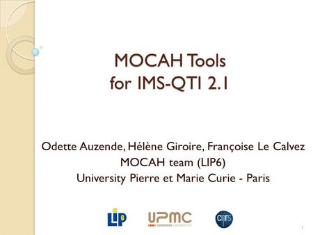 MOCAH Tools for IMS-QTI 2.1